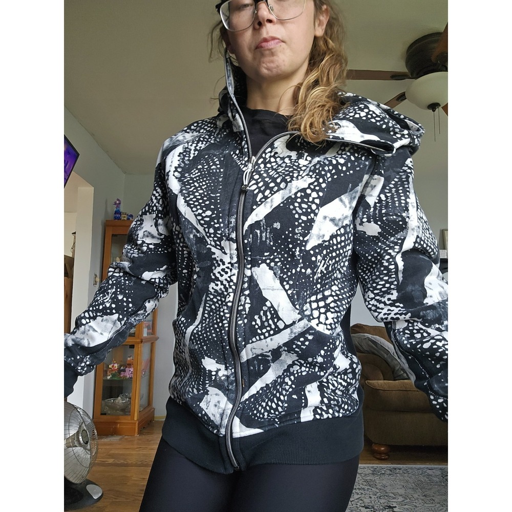 Lululemon Jacket Women's Size 8 Scuba Hoodie Black White Static Mist Full Zip